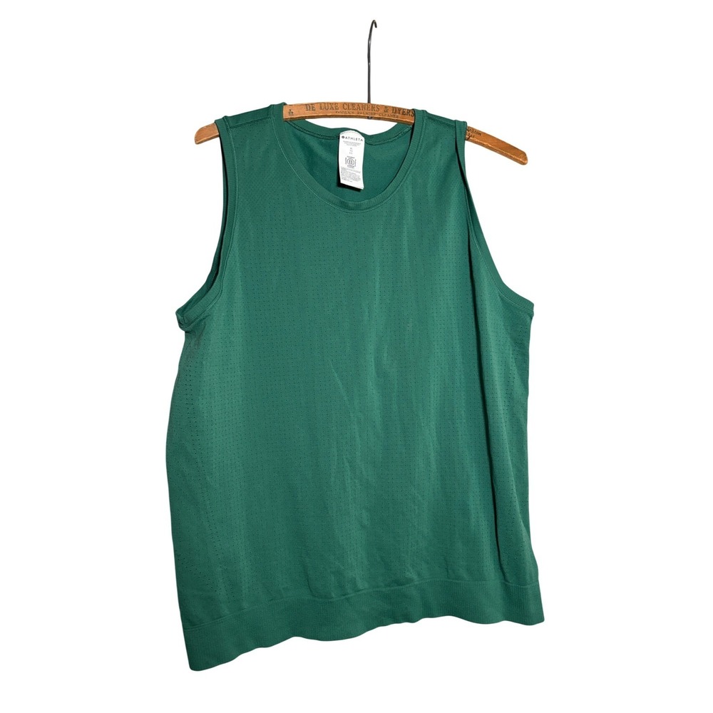 Athleta Momentum Tank Top Womens XL Green Seamless Mesh Training Running Shirt
